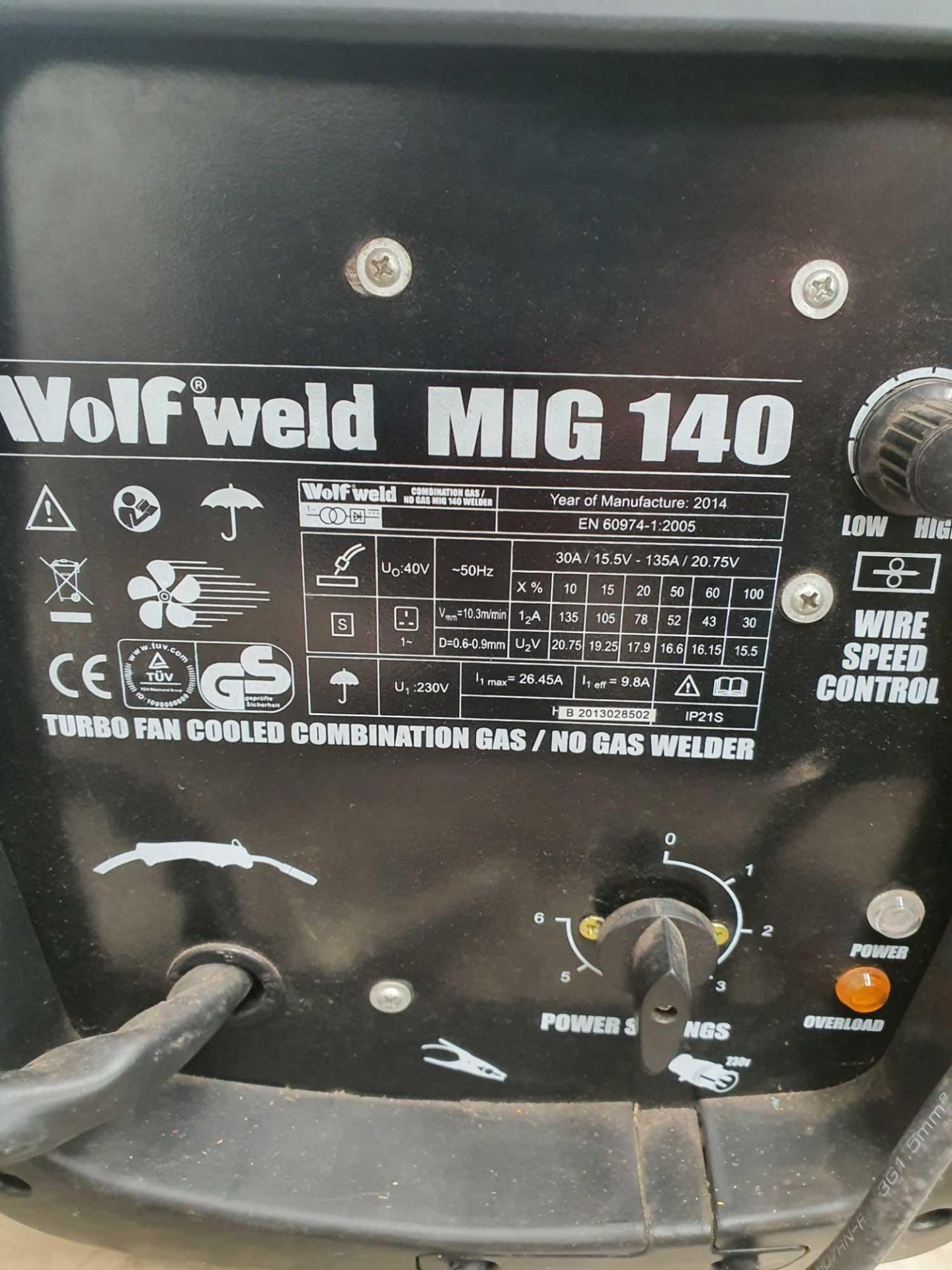 Wolfweld mig 140 welder - Image 2 of 3