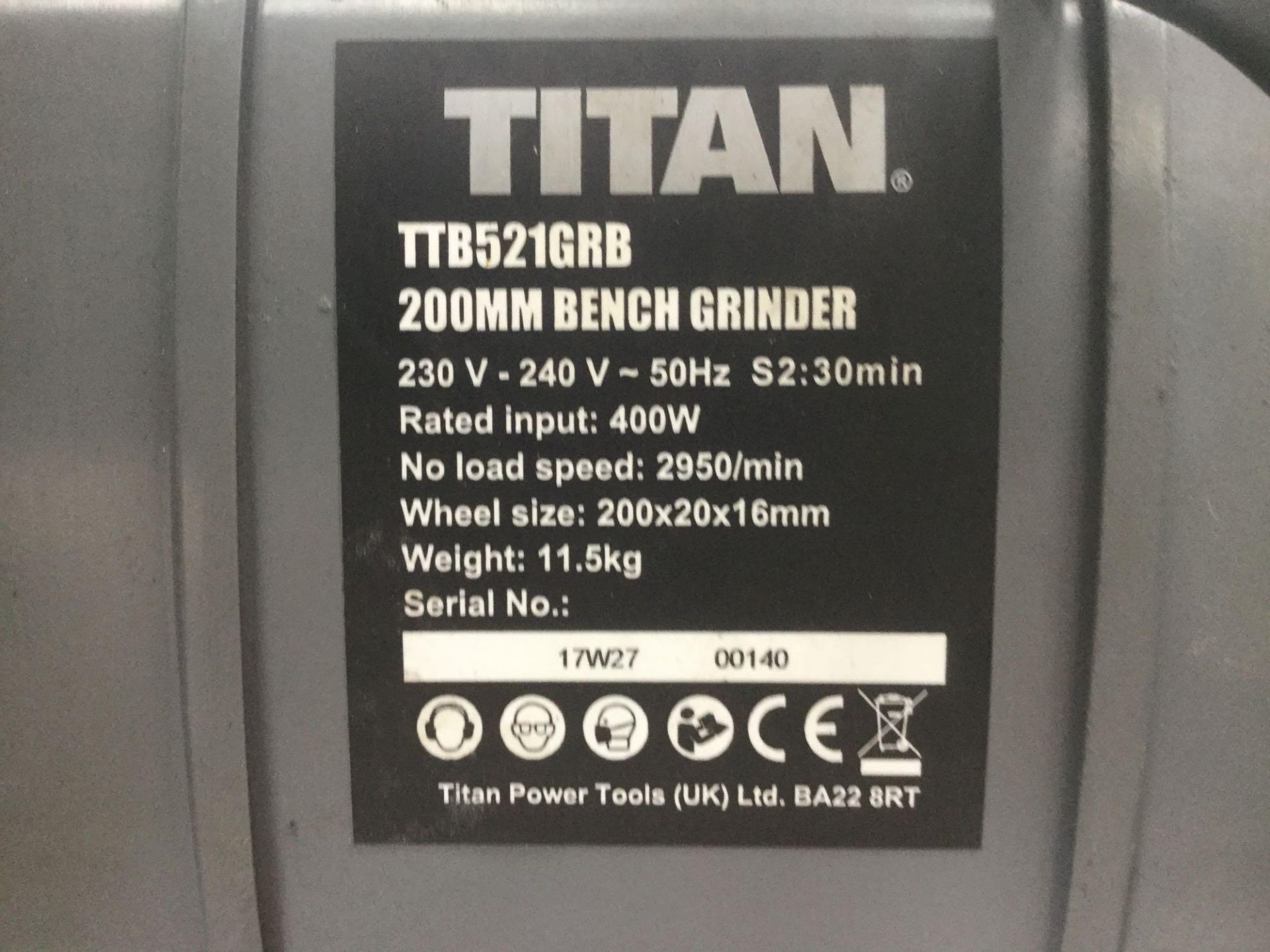 Titan 200mm bench grinder - Image 3 of 3