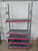 Metal shelving. H,83" x w,20" x l,41"