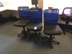 3 x gas lift office chairs with mesh panel back rest