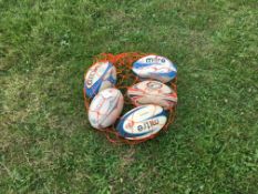 5 x rugby training balls with carry bag