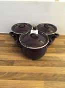 3 x Emalia Olkusz Cooking Pots