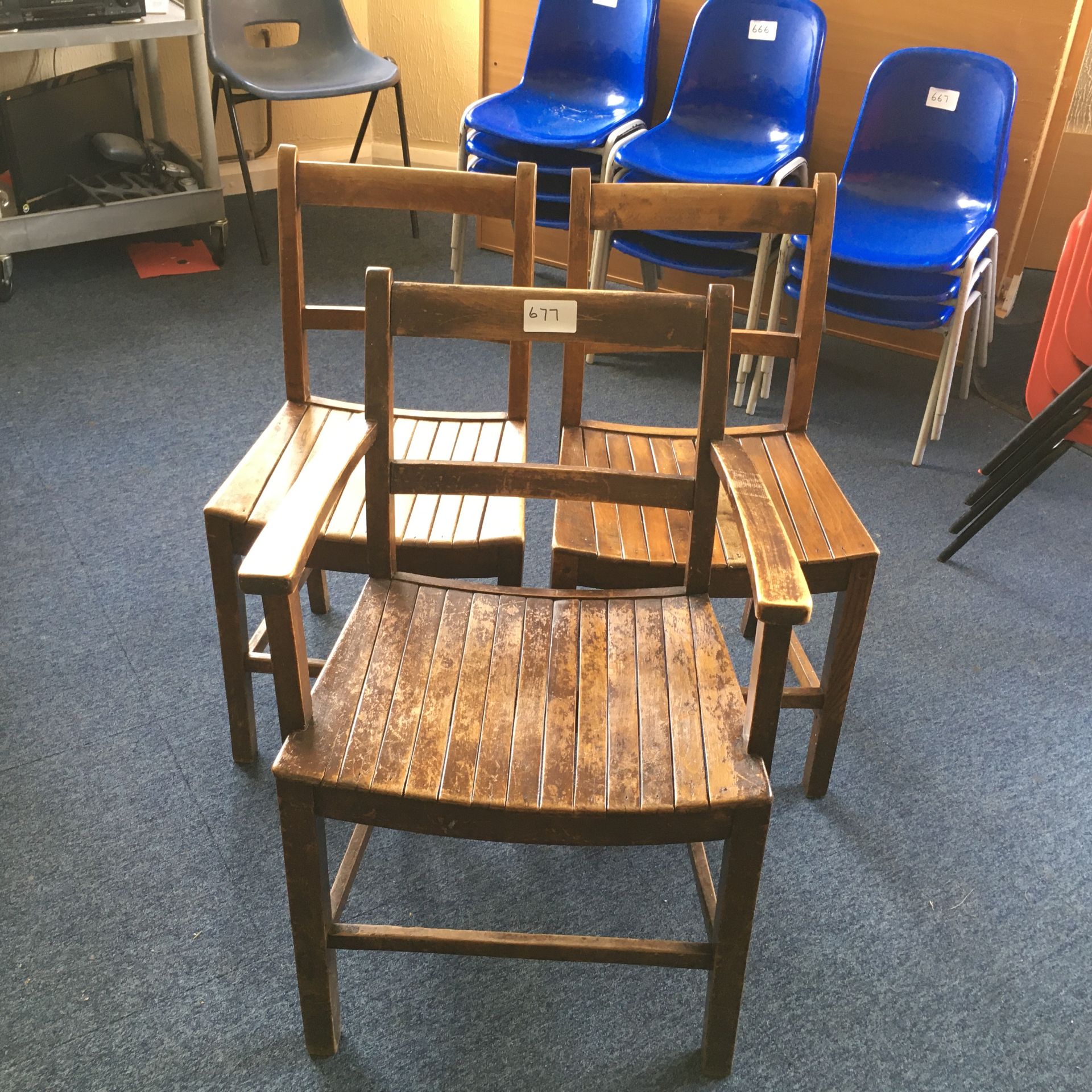 3 x timber frame ladder back chairs