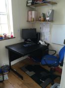 Contents of room 3 comprising, desk, 2 x chairs, electric radiator, as lotted (HP Compaq PC NOT incl