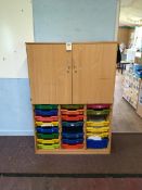 Multi tray storage unit with cupboard over, 1230x490x1480mm