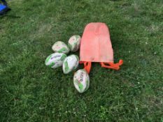 5 x rugby training balls with carry bag