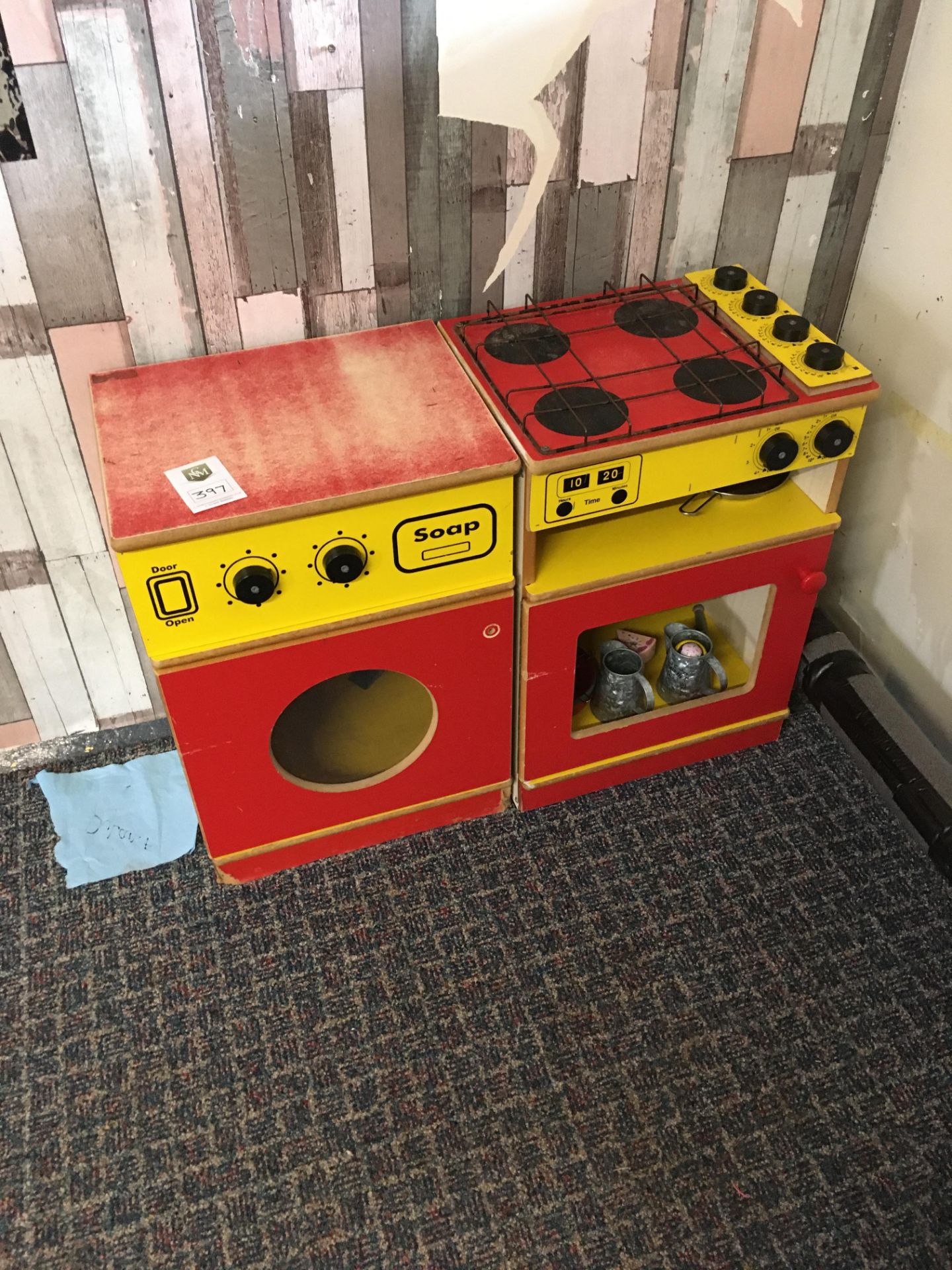2 x wooden play kitchen appliances