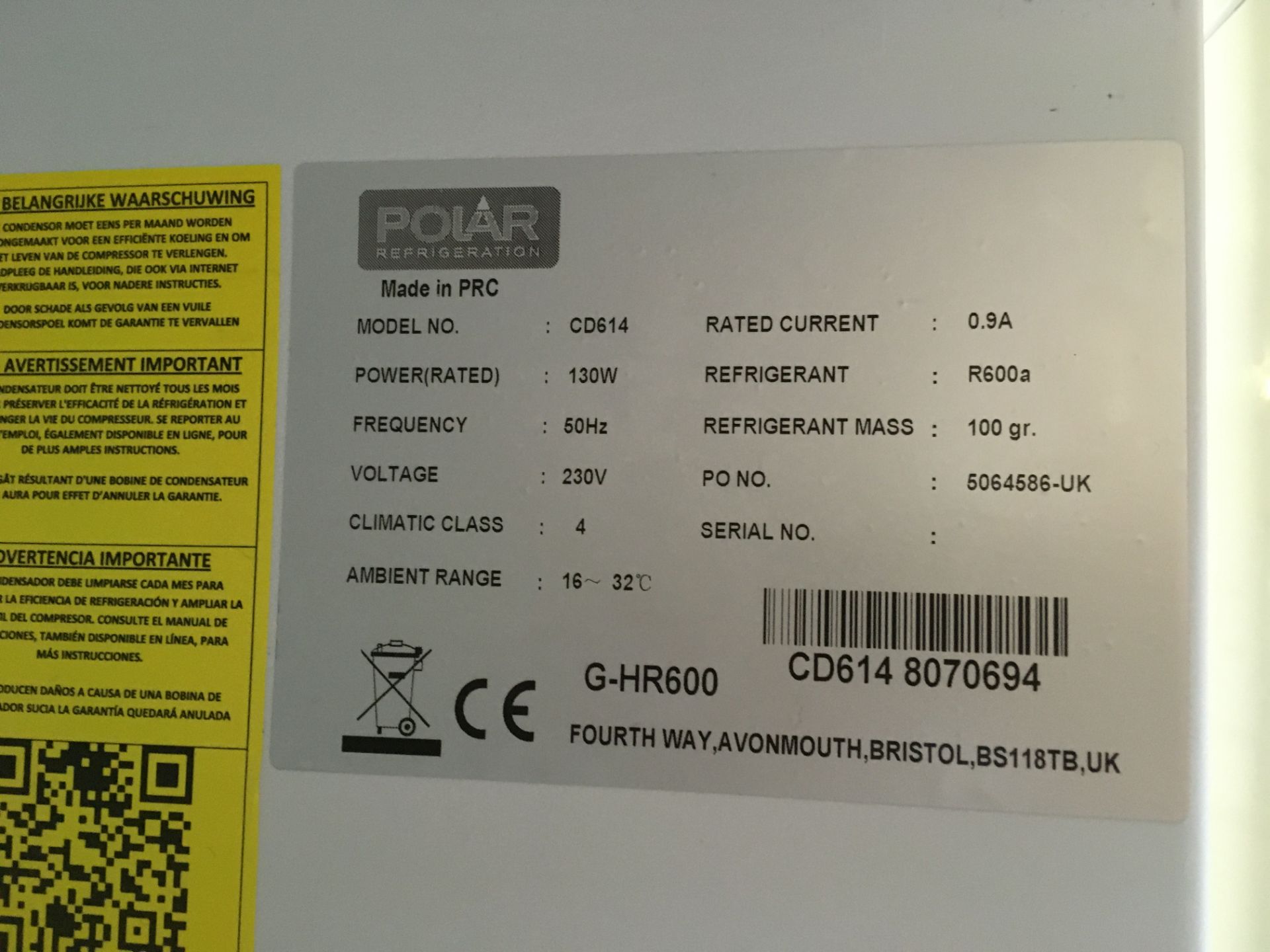 Polar CD614 Upright Fridge - Image 3 of 3