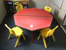 2 Piece Octagonal Table with 4 Plastic Chairs