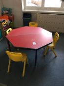 2 Piece Octagonal Table with 4 Plastic Chairs