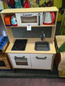 Wooden play kitchen unit
