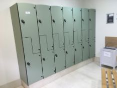 Bank of 14 Changing Room Lockers