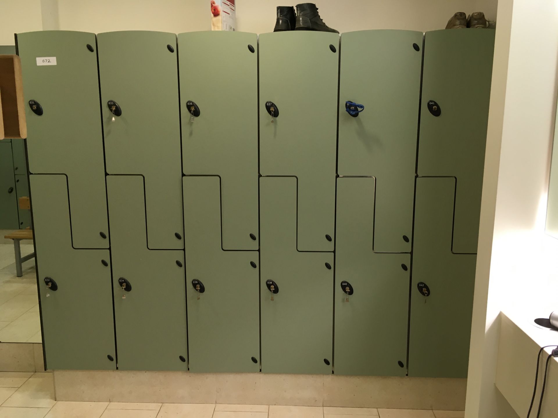 Bank of 12 Changing Room Lockers