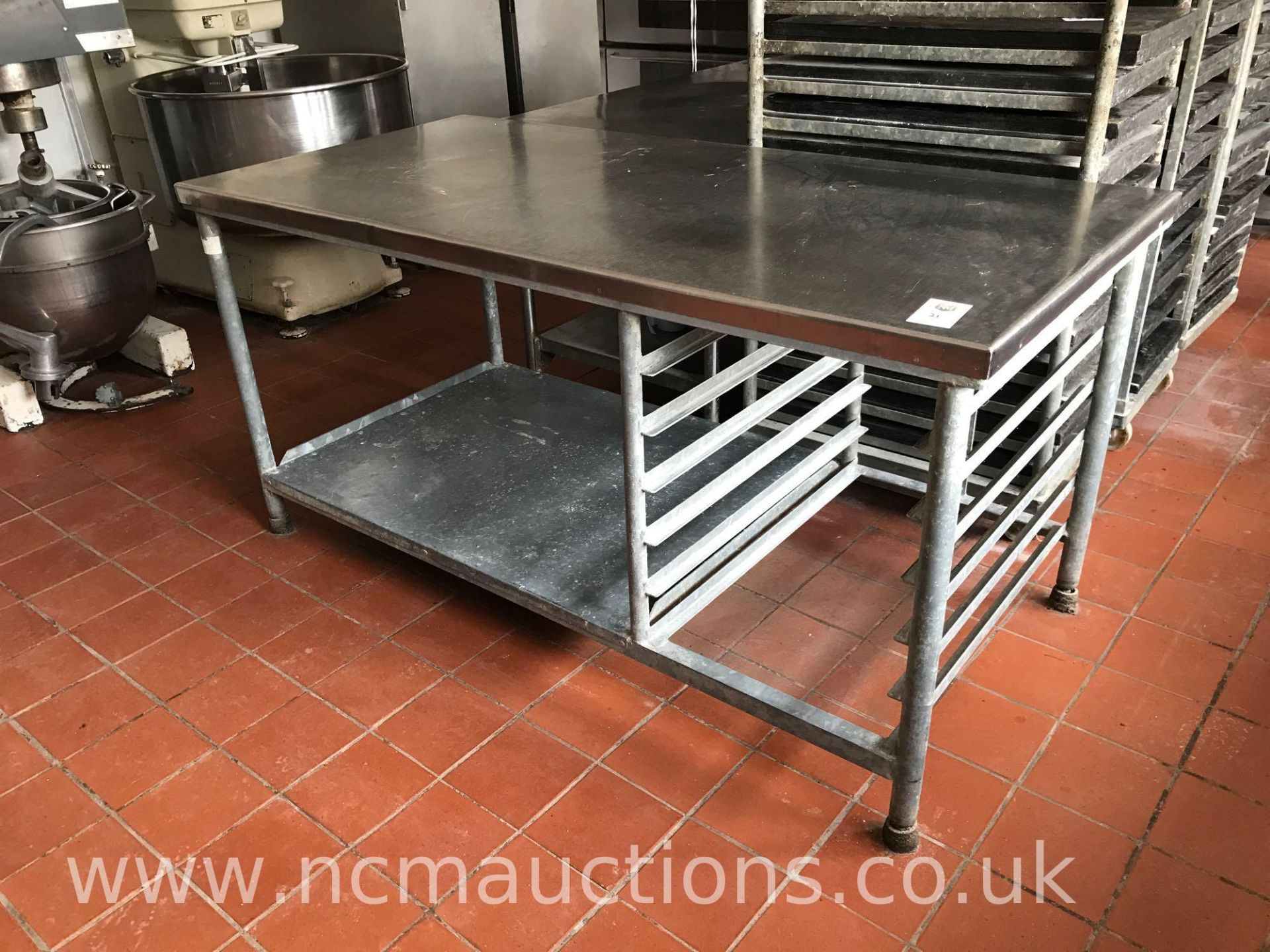 Stainless Steel Preperation Counter with Tray Storage