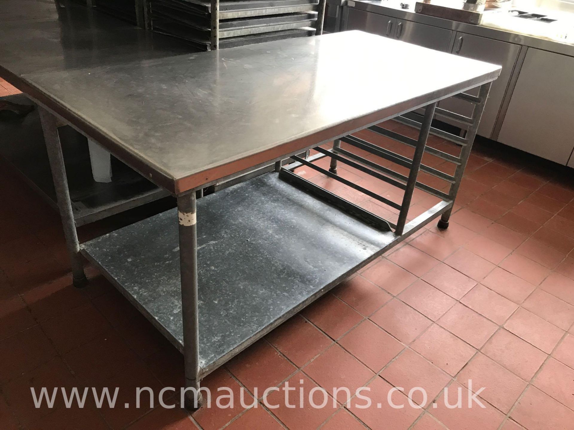 Stainless Steel Preperation Counter with Tray Storage - Image 2 of 3