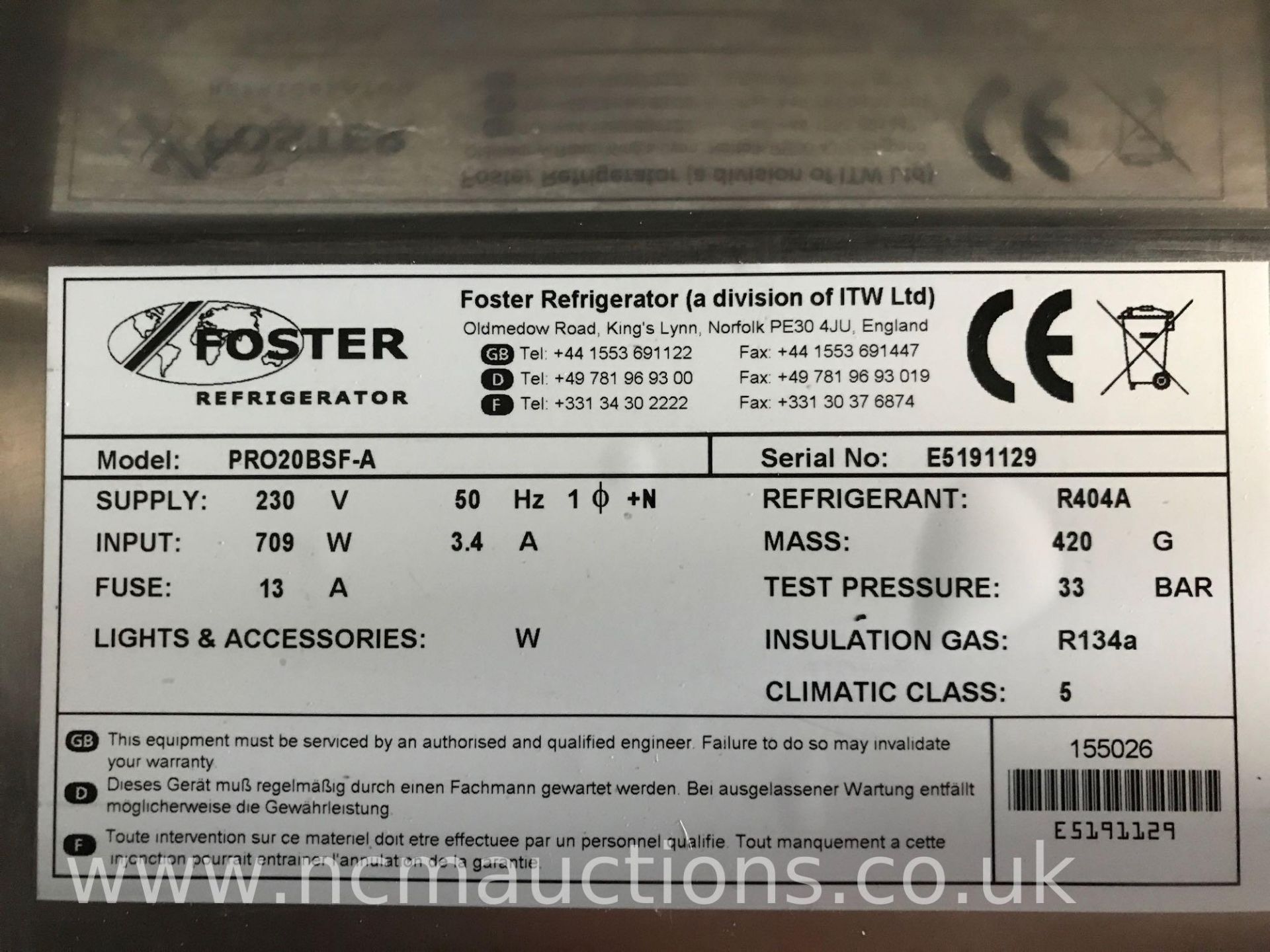 Foster Upright Stainless Steel Freezer - Image 4 of 5