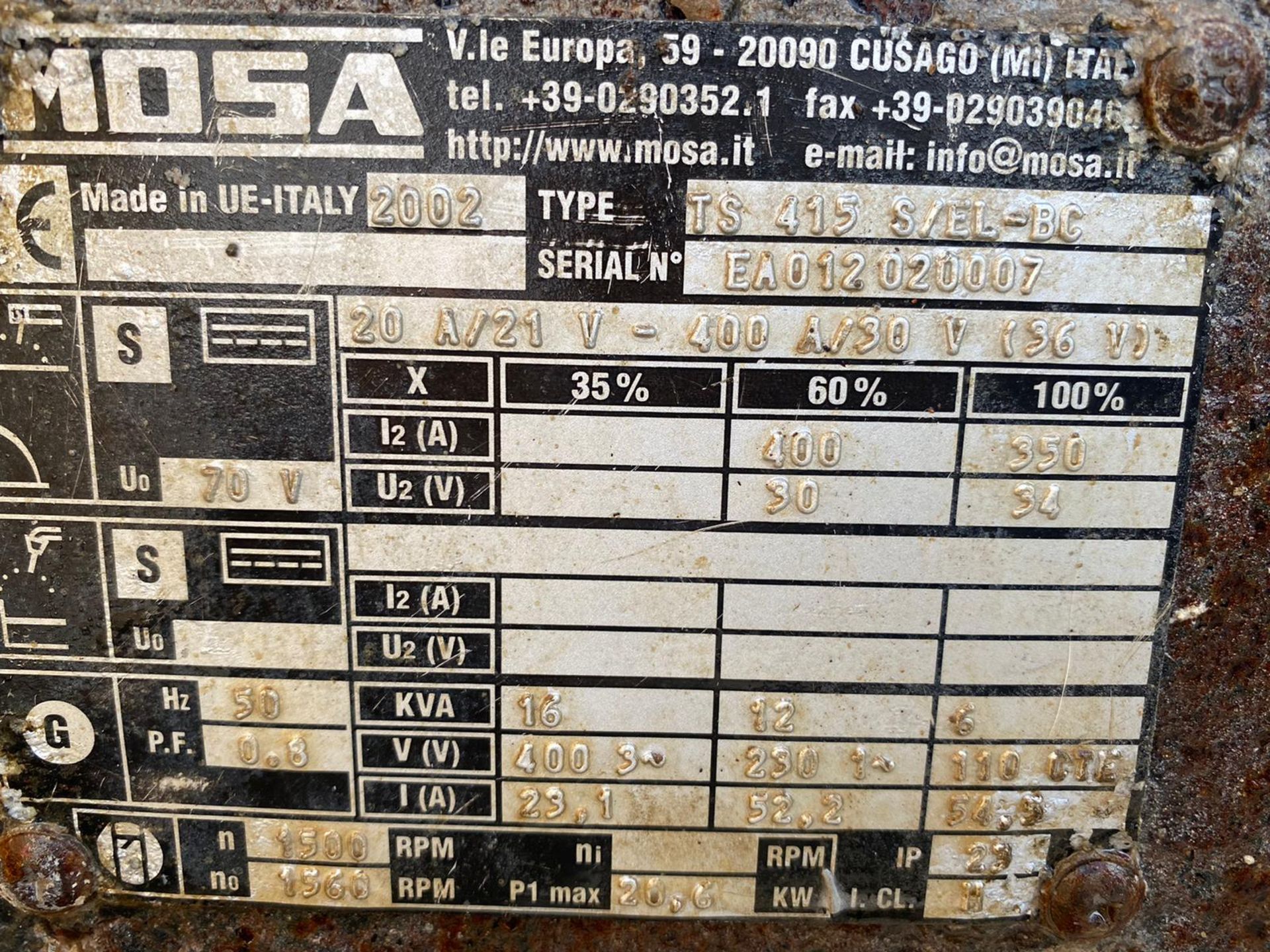 Mosa TS415 16KVA Welder Generator - Image 3 of 5