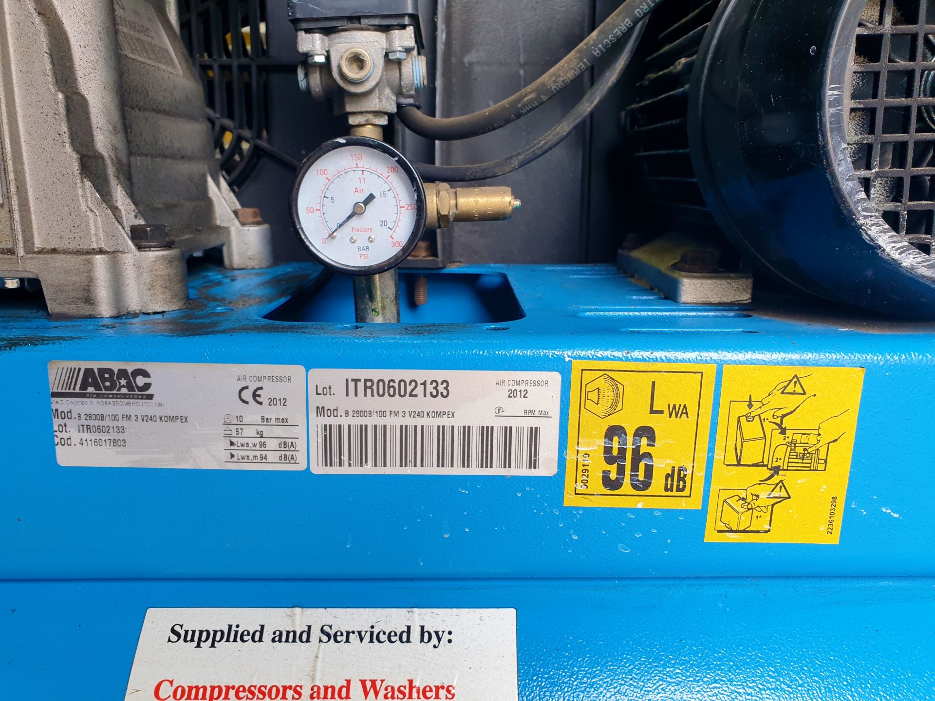 ABAC B312/100 Belt Drive Air Compressor (3HP 100 Litre) - Tyre inflation attachment - Image 2 of 5