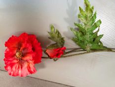 20 x Artificial Poppy - 1 open flower and 1 bud - 70cm - used but good