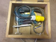 Makita 110V Jigsaw in wooden box - Used - Includes manual