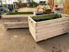 1 pair of wooden planters with rope handles - Have been painted at some time (would sand off or repa