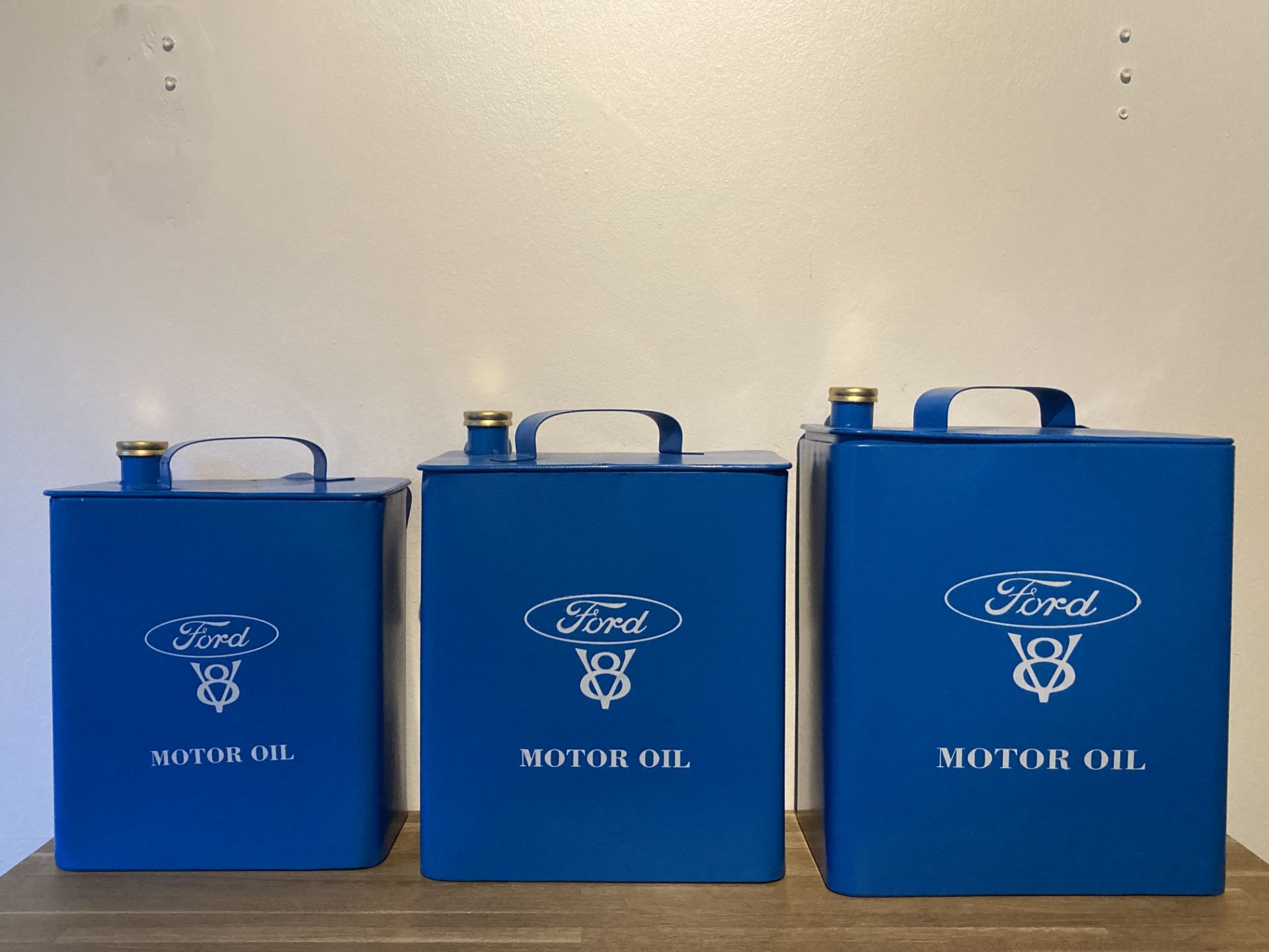 Set Of 3 Ford Oil Cans