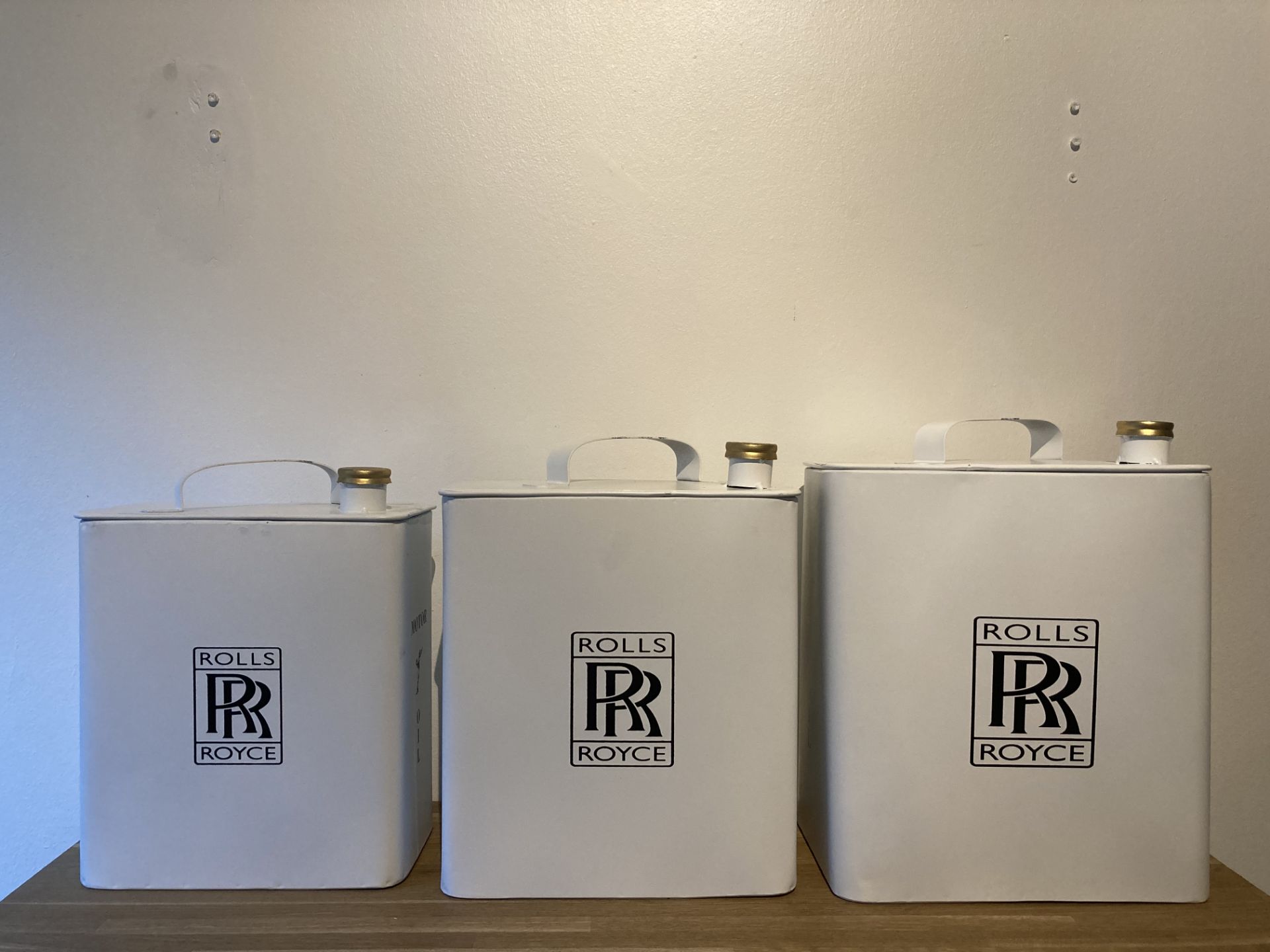 Set Of 3 Rolls Royce Oil Cans