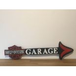 Harley Davidson Motorcycles Cast Iron Garage Arrow Sign