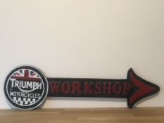 Triumph Motorcycles Cast Iron Workshop Arrow Sign