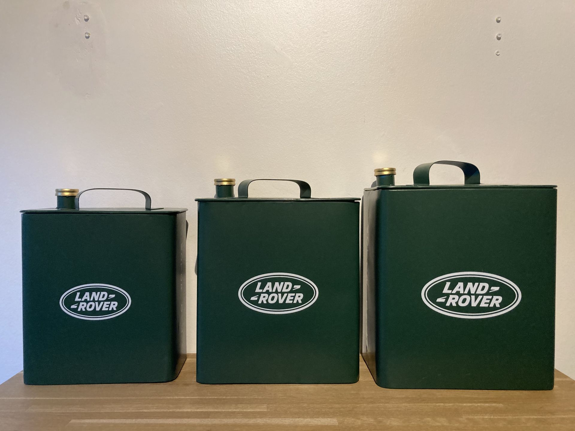 Set Of 3 Land Rover Oil Cans