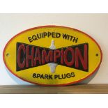 Champion 'Spark Plugs' Cast Iron Sign