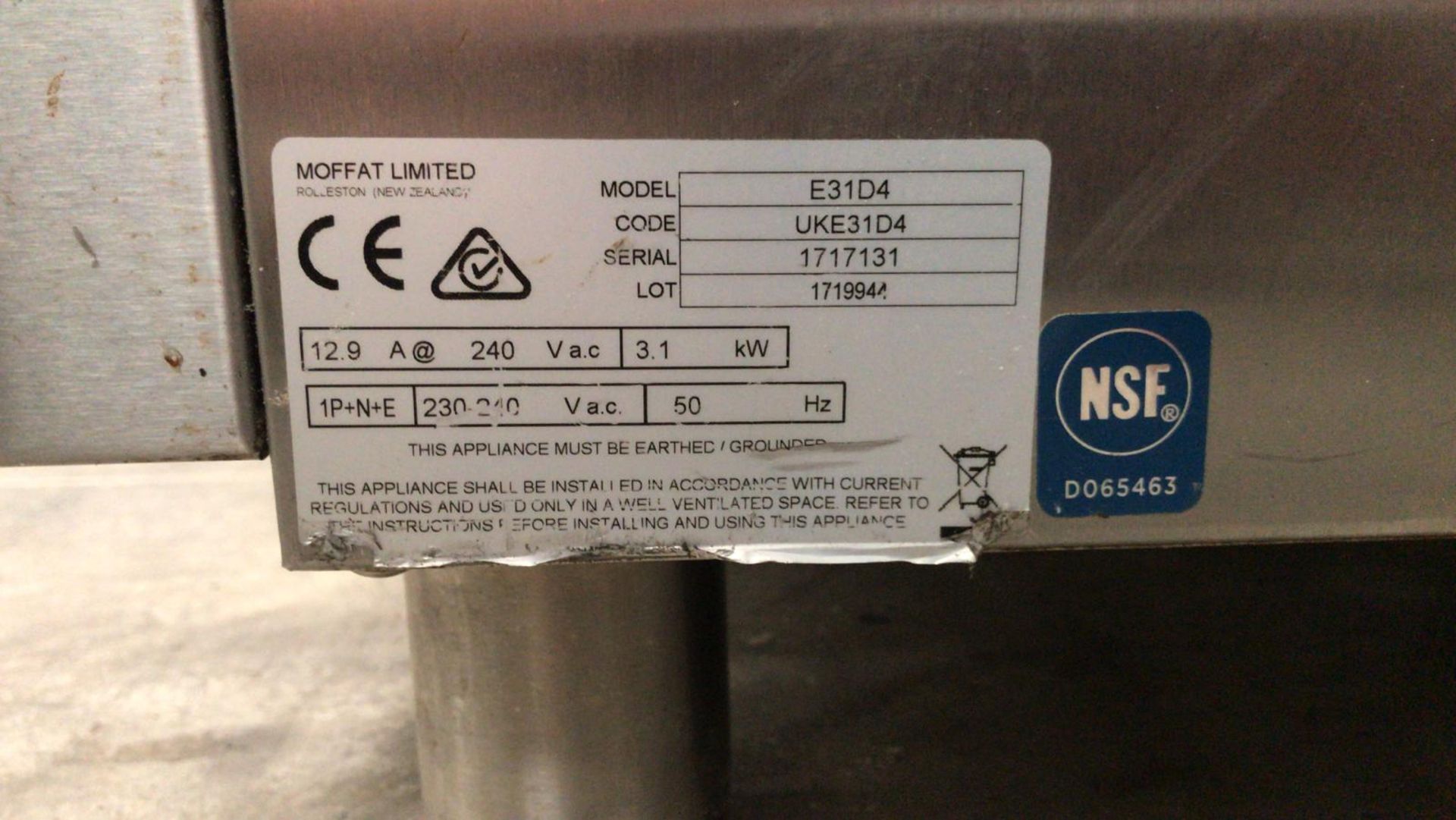 Blue Seal Turbofan Oven Appraisal: Used  Model No: E31D4 - Image 3 of 3