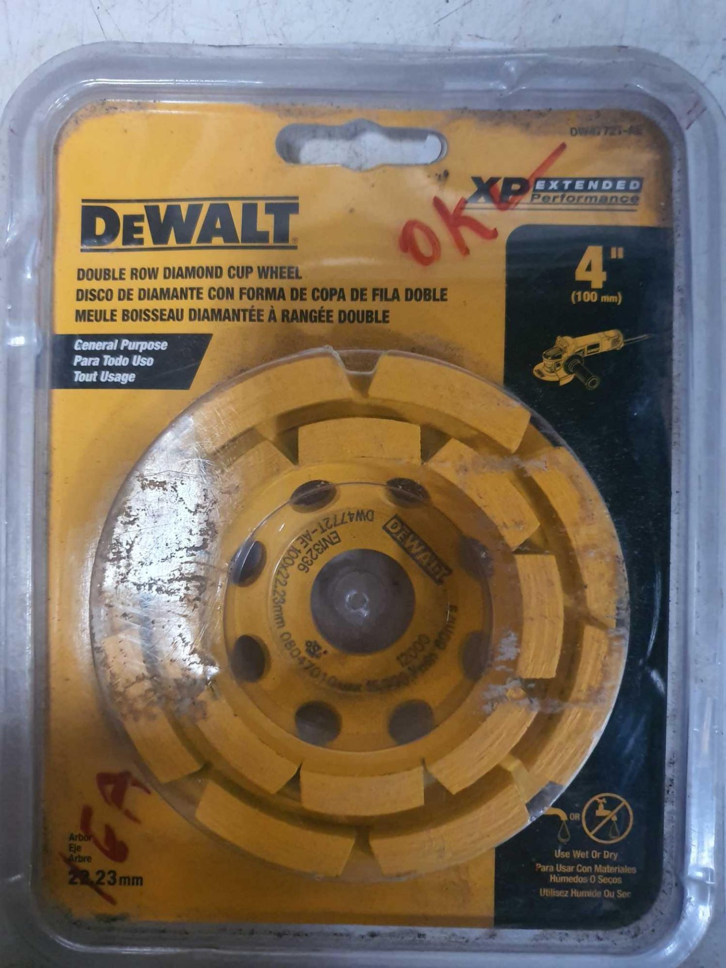 Dewault double row diamond cup wheel