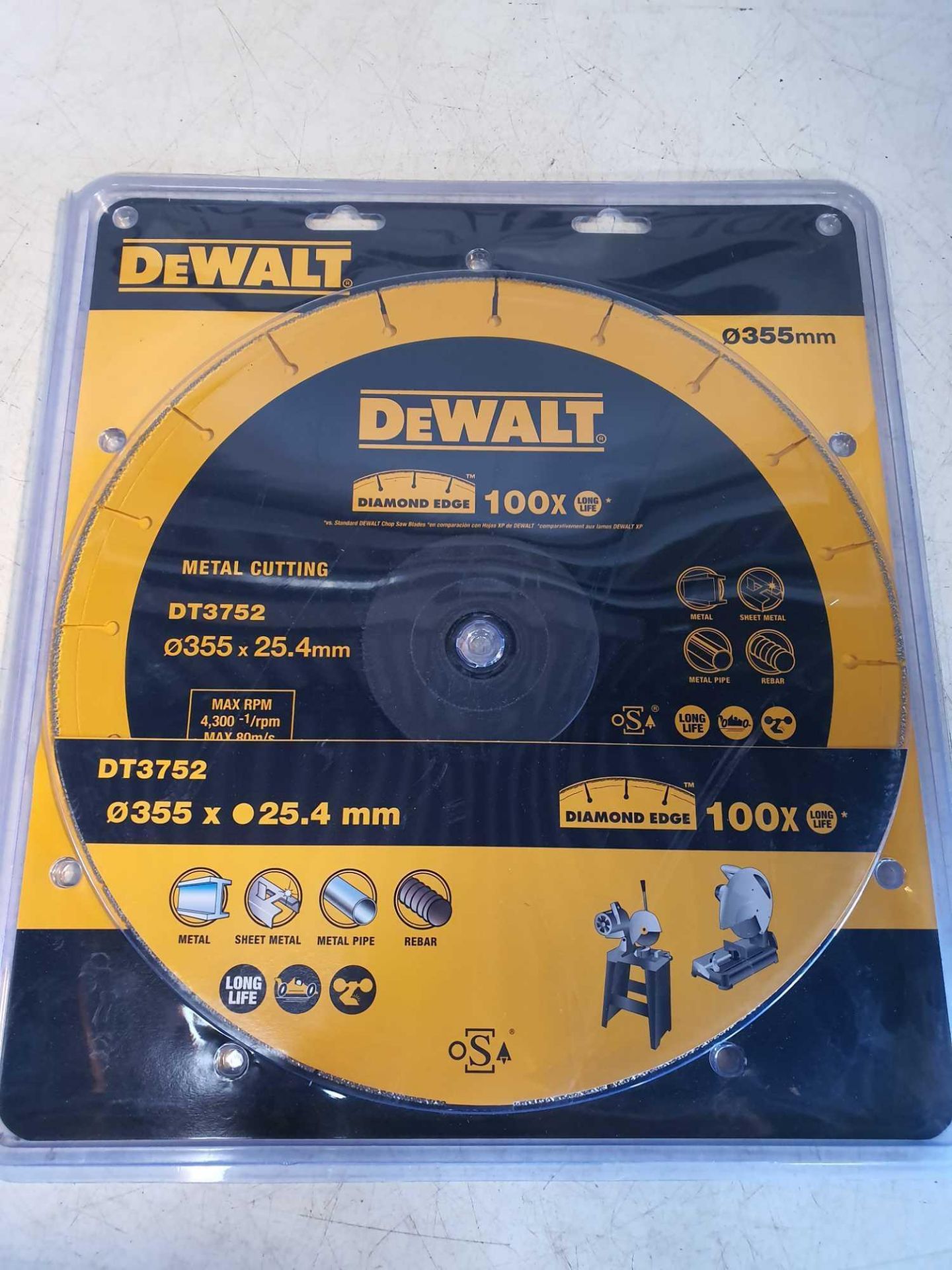 Dewault metal cutting disc for chop saw