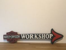 Cast Iron Harley Davidson Motorcycles Workshop Arrow Sign