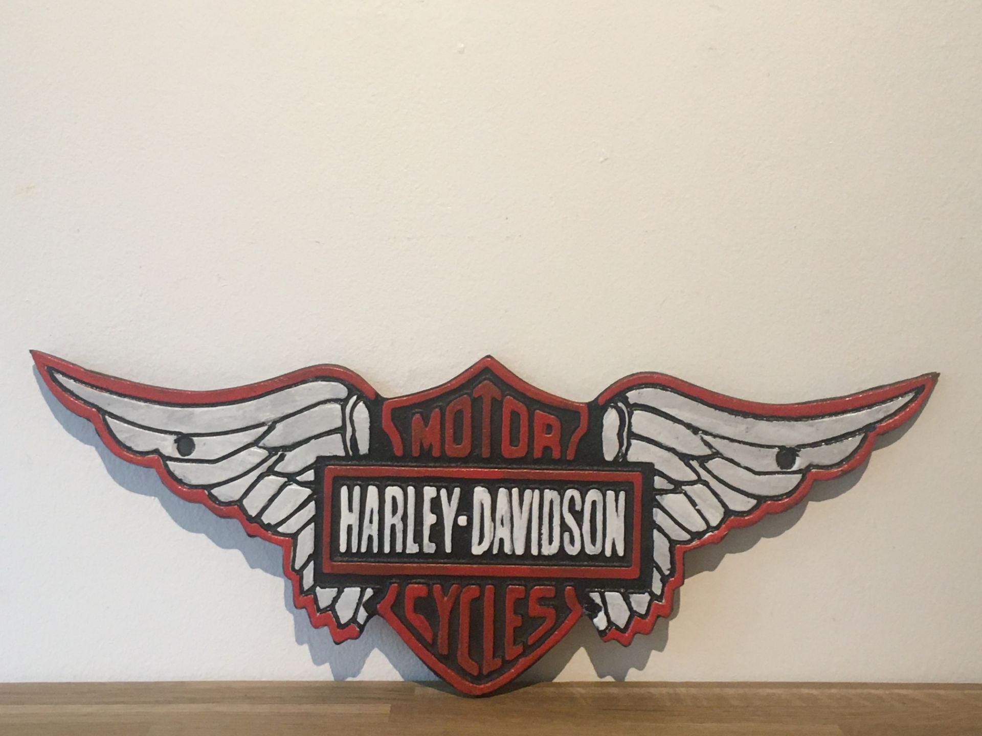 Cast Iron Harley Davidson Motorcycles Wing Sign