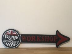 Cast Iron Triumph Motorcycles Workshop Arrow Sign