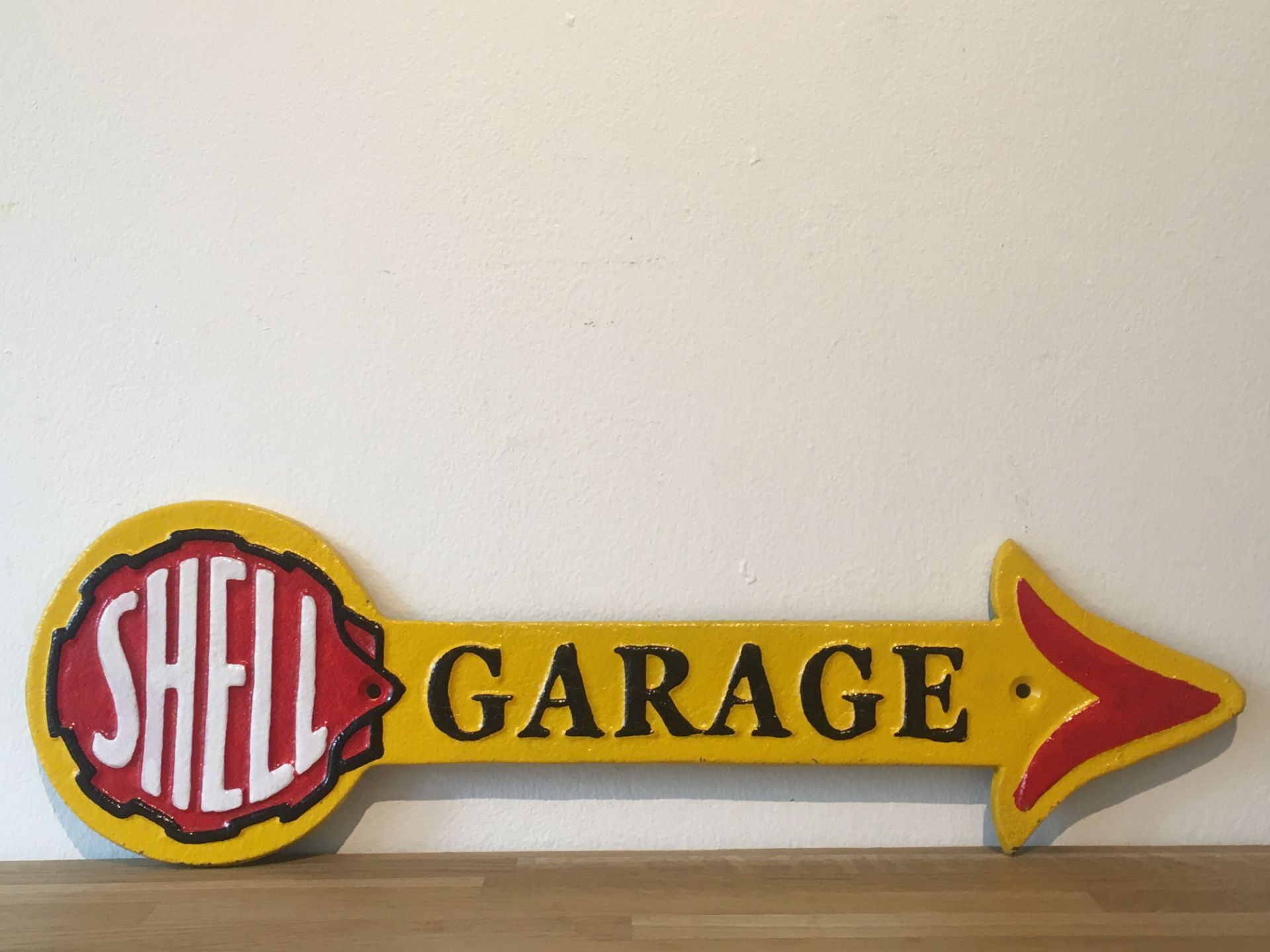 Cast Iron Shell Oil Garage Arrow Sign