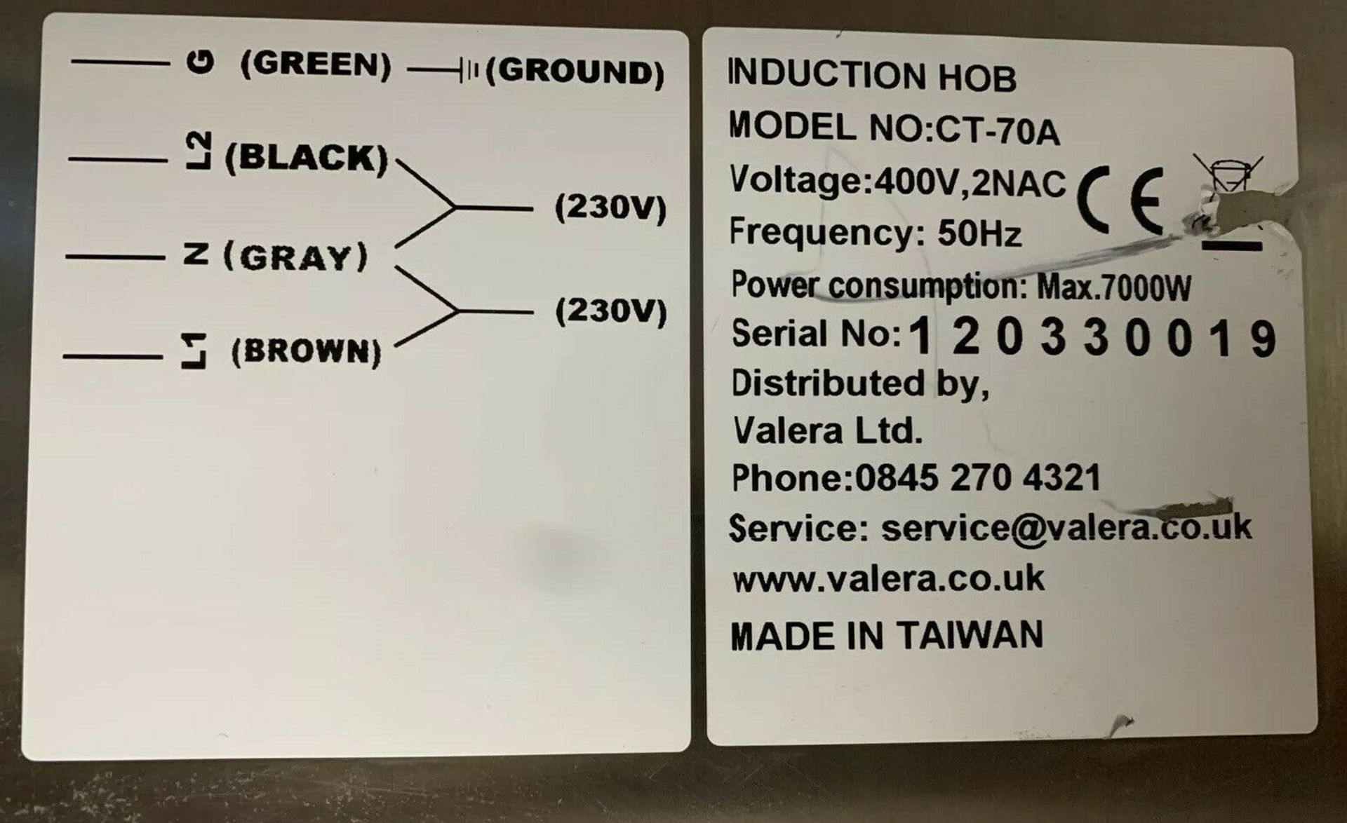 Valera CT-70A Induction Hob 2 - Image 5 of 5