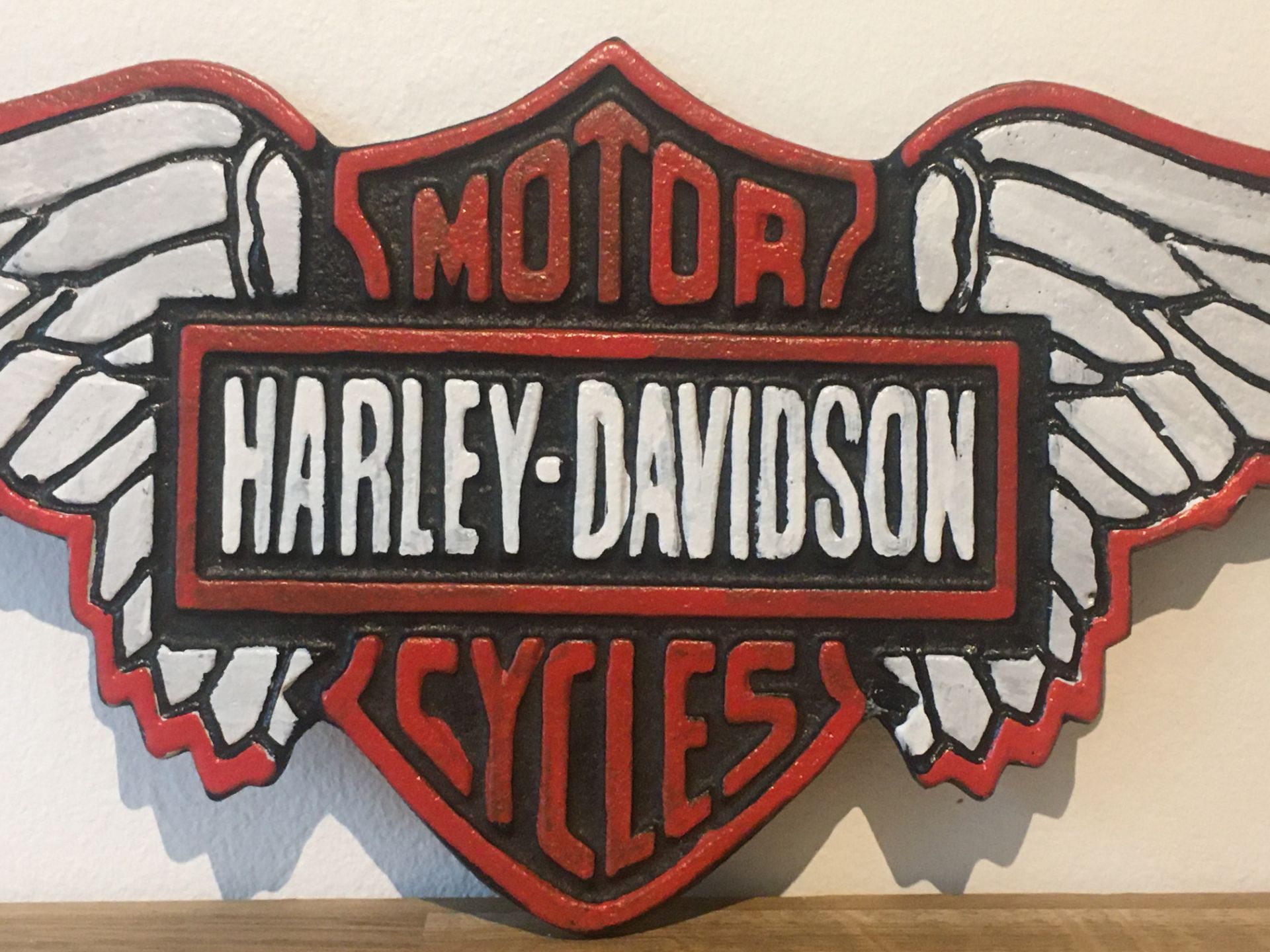 Cast Iron Harley Davidson Motorcycles Wing Sign - Bild 2 aus 4