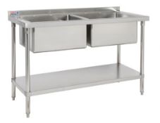 Stainless steel single bowl commercial sink, 10 inch deep bowl