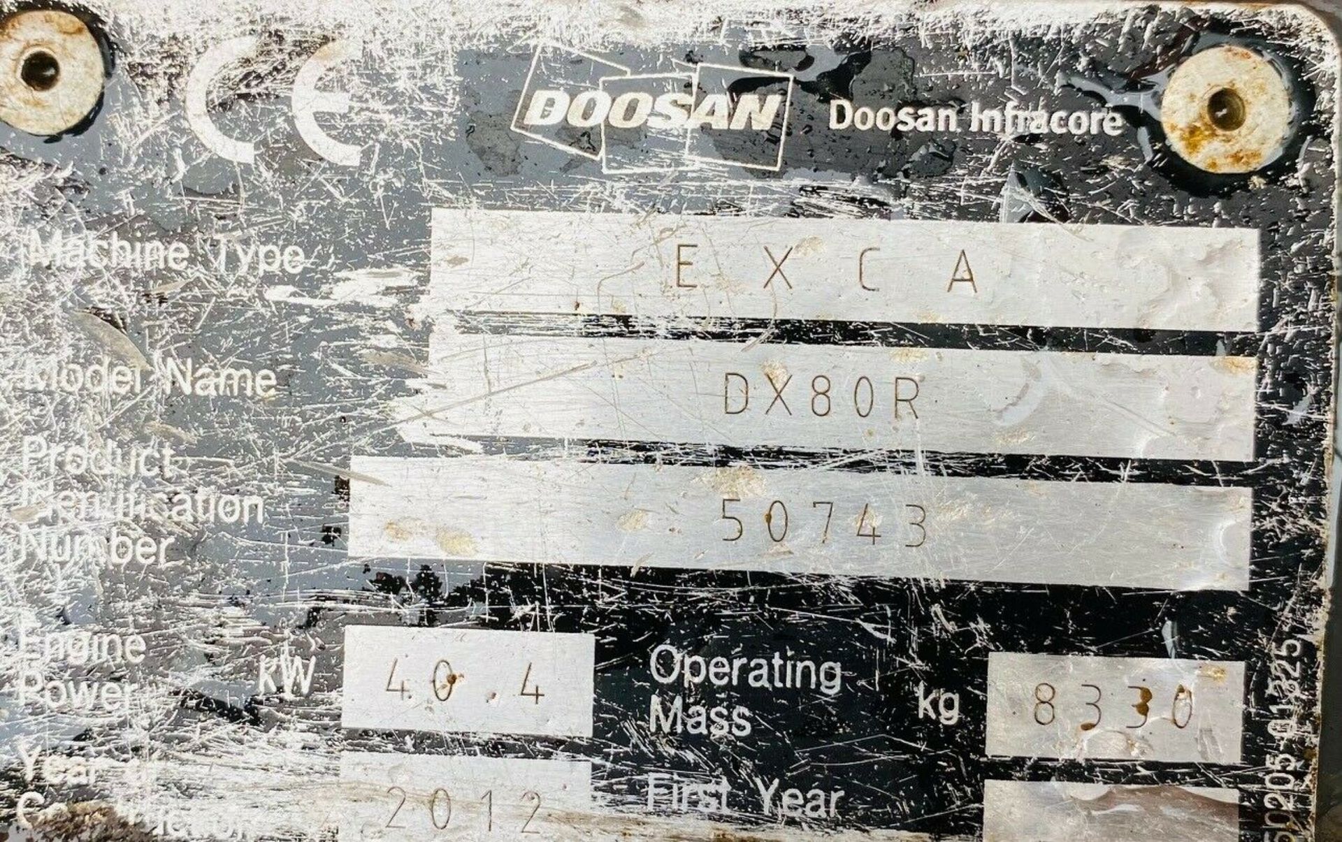 Doosan DX80 Excavator 2012 - Image 12 of 13