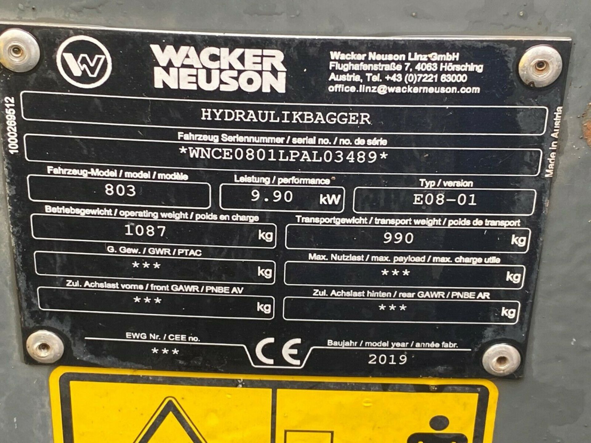 Wacker Neuson Excavator / Digger 2019 - Image 12 of 12