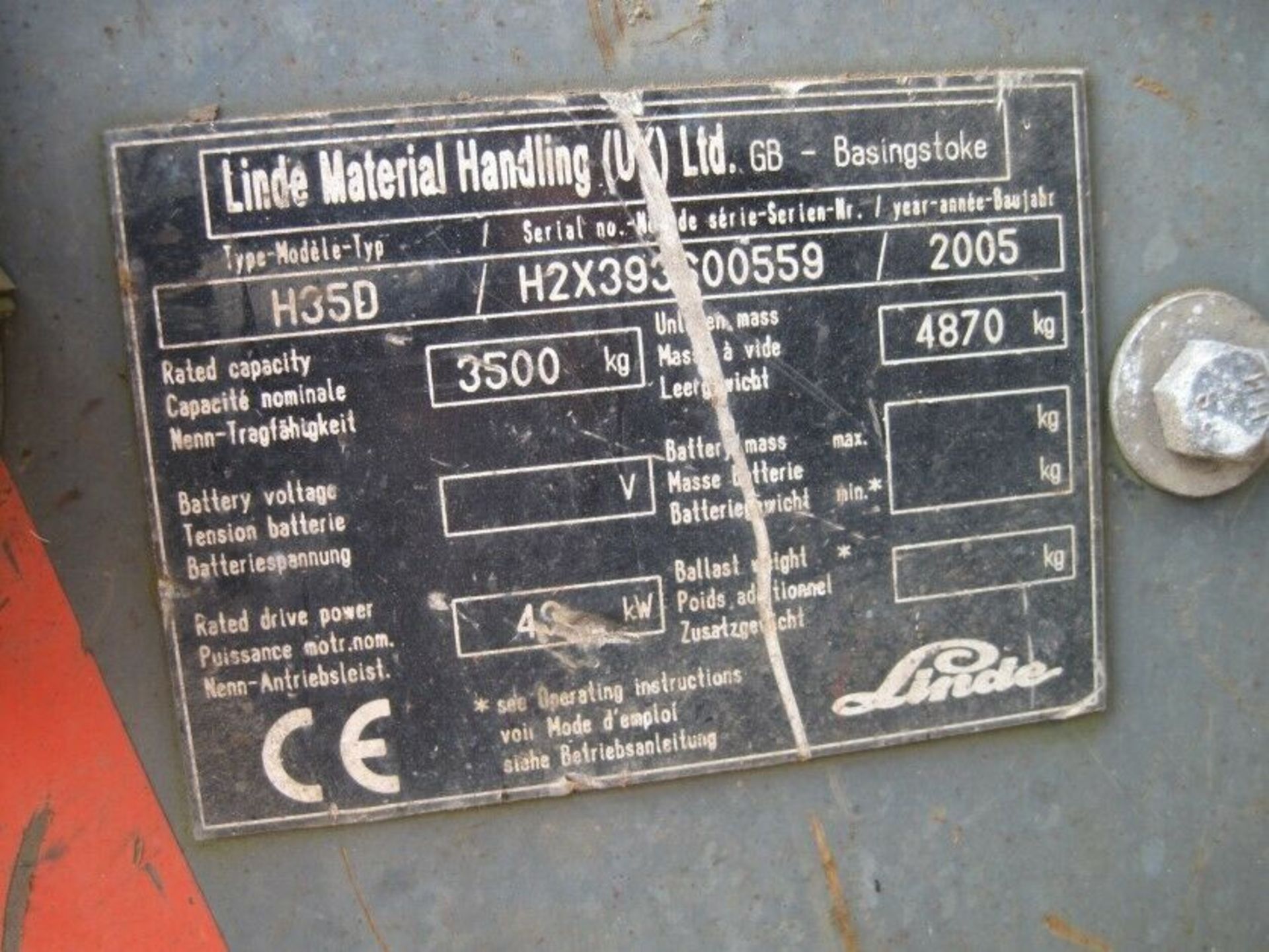 Linde H35D Forklift - Image 9 of 10