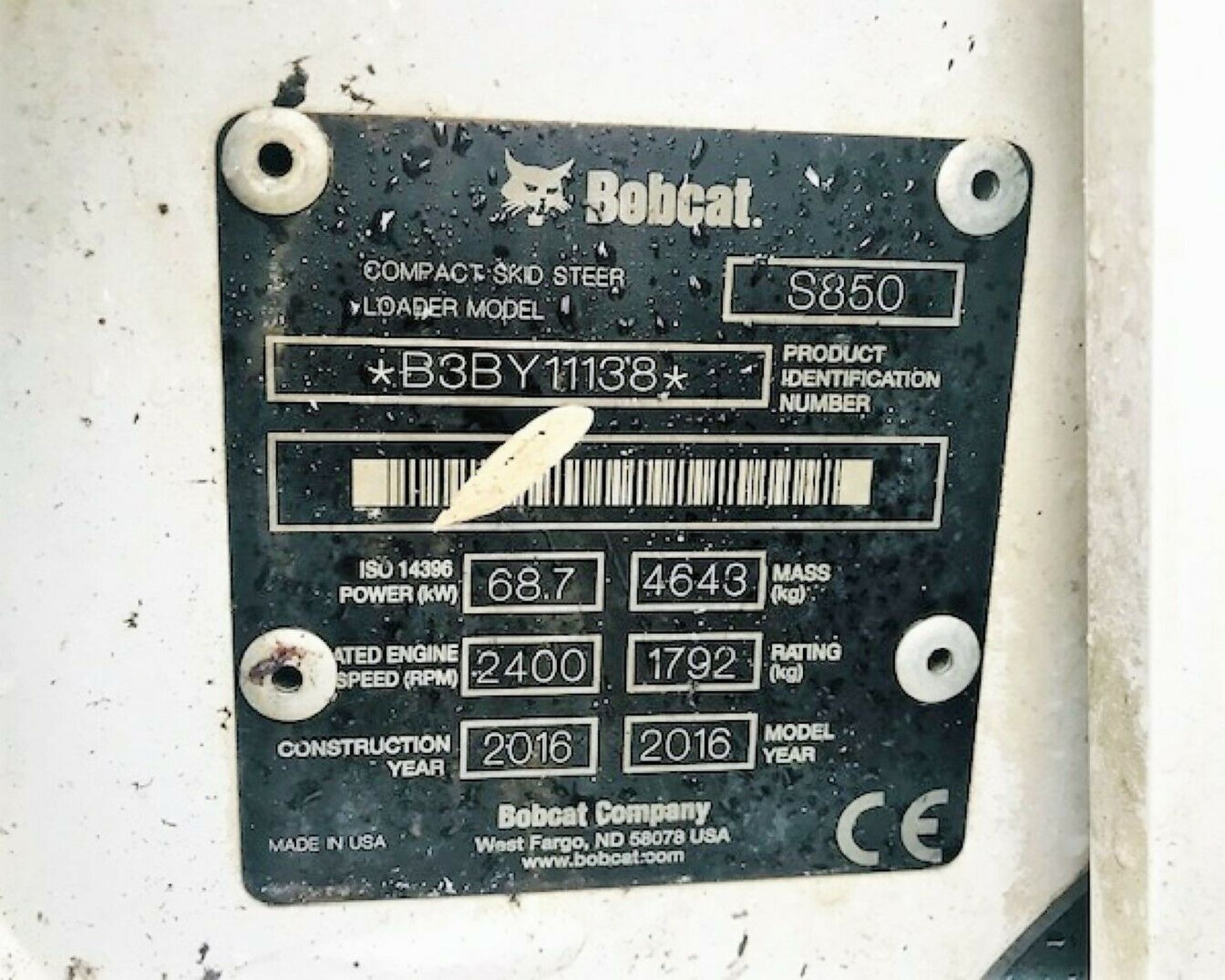 Bobcat S850 Skidsteer 2016 - Image 12 of 12
