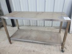 Stainless steel bench on wheels