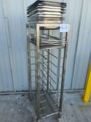 Stainless steel baymarie trolley with 10 baymaries and lids