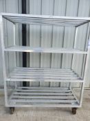 Aluminium 4 tier shelves on wheels