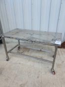 Stainless steel bench on wheels