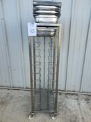 Stainless steel baymarie trolley on wheels with 10 baymaries and lids